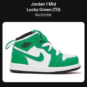 Baby Size 4c - Jordan 1 Mid Lucky Green (TD) - DQ8425-301 - Authentic New!